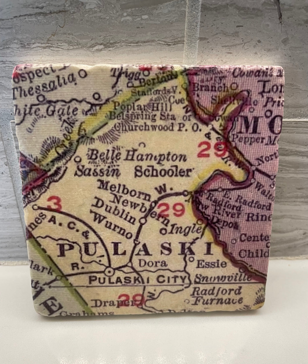 Belle-Hampton, Pulaski County, VA Map Coaster